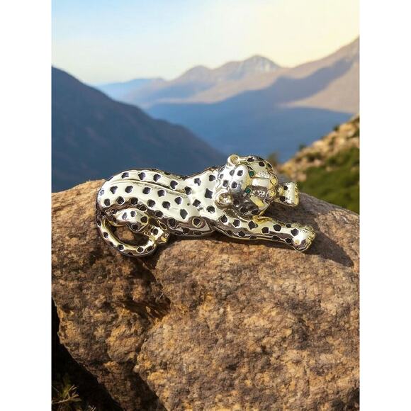 Vintage Cheetah Leopard Danecraft Brooch Vintage Pin Big Cat - Picture 1 of 6